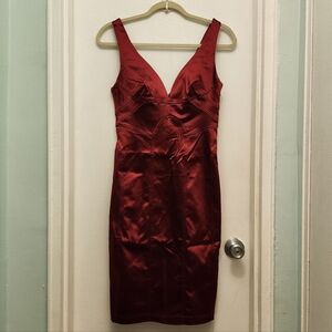 NWT David Meister Red Bodycon Cocktail Dress Size 12